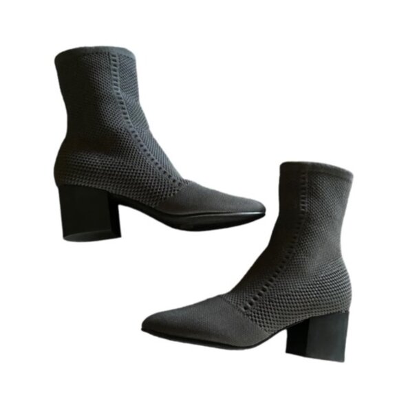 Eileen Fisher Graphite Stretch Knit Bootie 8 - Picture 1 of 10